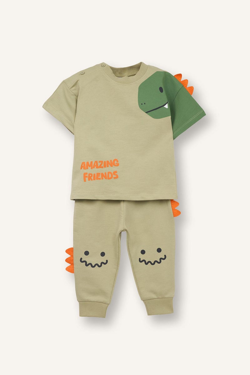 DeFacto Blue BabyBoy Baby Boy Dinosaur Print 2 Piece Set Casual - Image 4